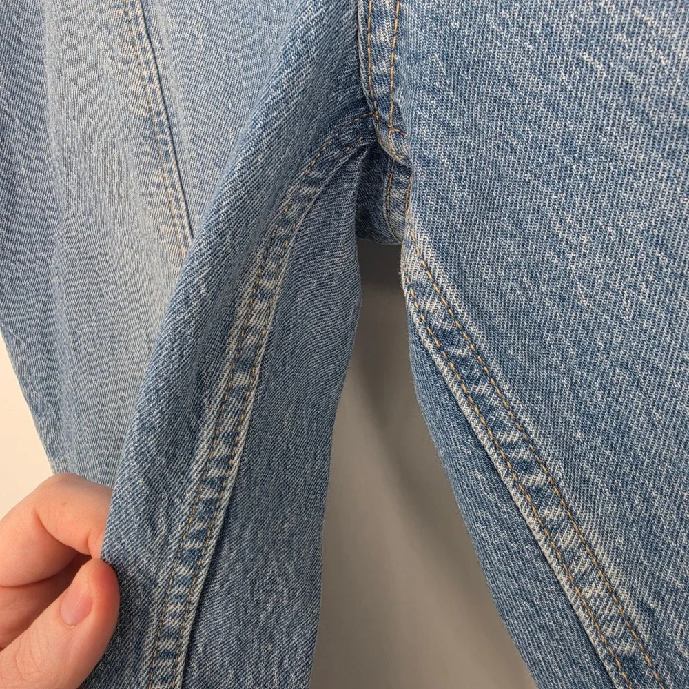 Gap Cheeky Straight Jeans 33 16 Reg Blue High Rise Front‎ Seam Raw Hem Boho 90s